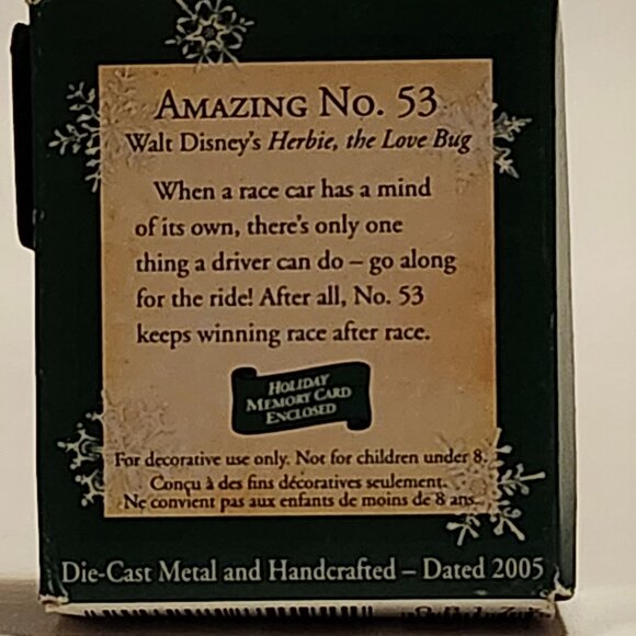 RETRO HALLMARK Walt Disney's Herbie the Love Bug Ornament Miniature Amazing no53 - Picture 8 of 10